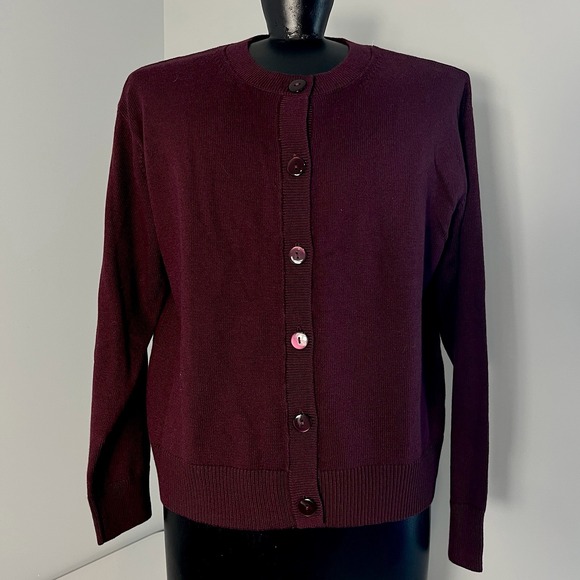 Old Navy So Soft Lite Cropped Cardigan Sweater Womens S Burgundy Button Up NWT - Picture 1 of 11